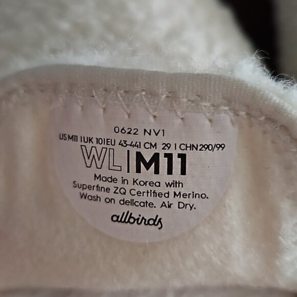 allbirds Merino Wool Lounger Fluff Slip-on Shoes Size 11 Men\'s Natural White New